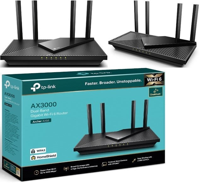 TP-Link Archer AX55 AX3000 Dual-Band Wi-Fi 6 GbE Router