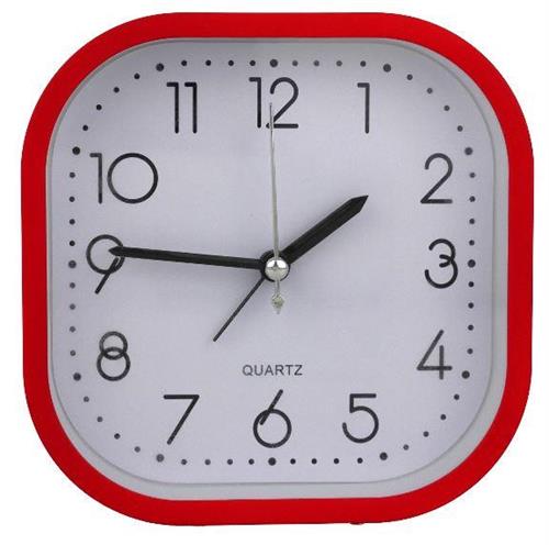 Casey Bedside Square Alarm Clock 12cm Red