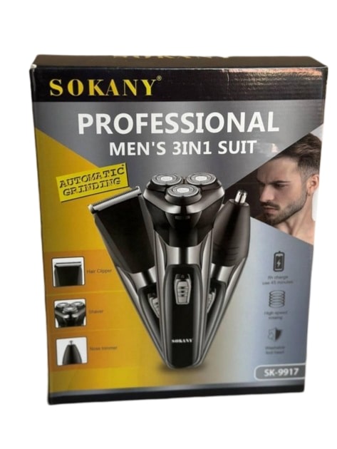 Sokany Pro Mens 3 In 1 Multi Shaver with 3 Head Accessory