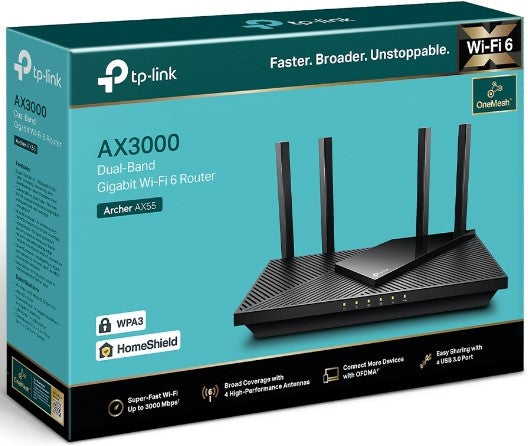 TP-Link Archer AX55 AX3000 Dual-Band Wi-Fi 6 GbE Router