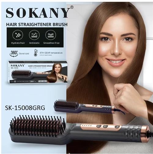 Sokany Hair Straightener Brush Grey And Rose Gold