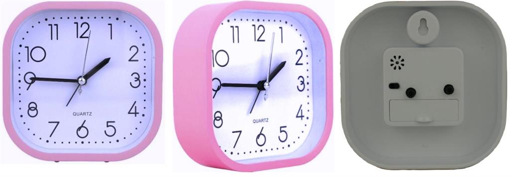 Casey Bedside Square Alarm Clock 12cm Red