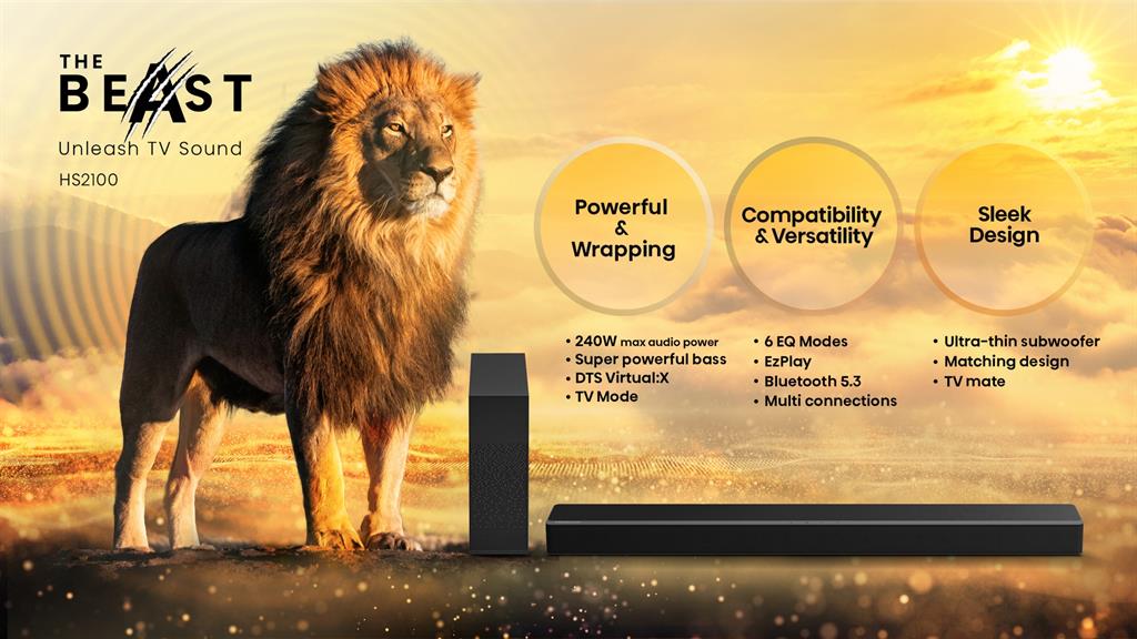 Hisense HS2100 2.1 Channel 240W Soundbar with Subwoofer - 240W