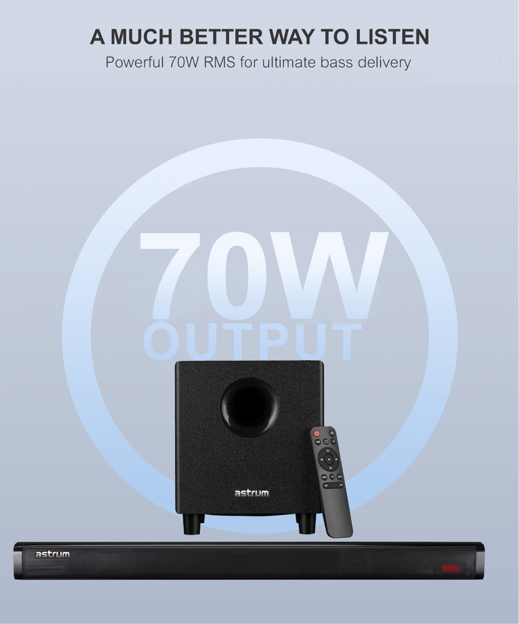 Astrum 2.1 wireless Soundbar and Subwoofer 70W superior bass