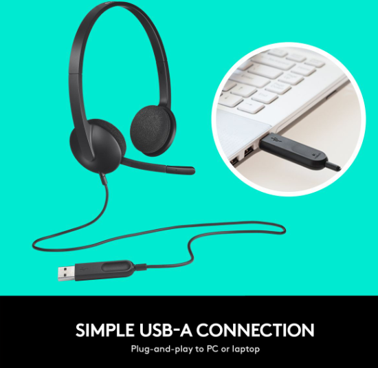 Logitech H340 USB Headset with Noise-Cancelling microphone