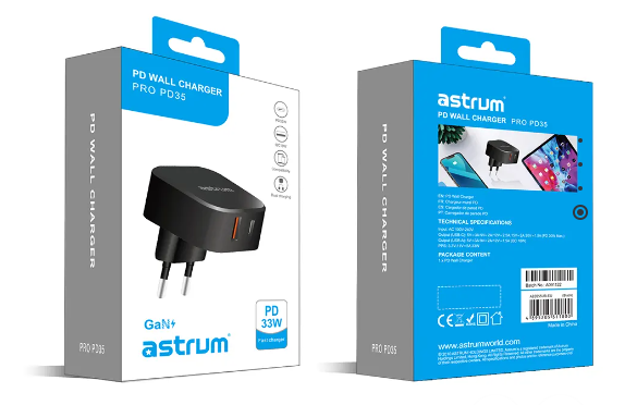 Astrum Pro PD35 PD33W Dual USB Travel Wall Charger