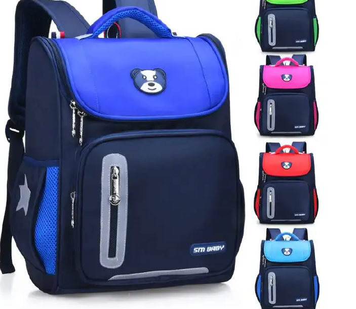 Kids SM Baby School Bags with Reflectors - Navy & Black
