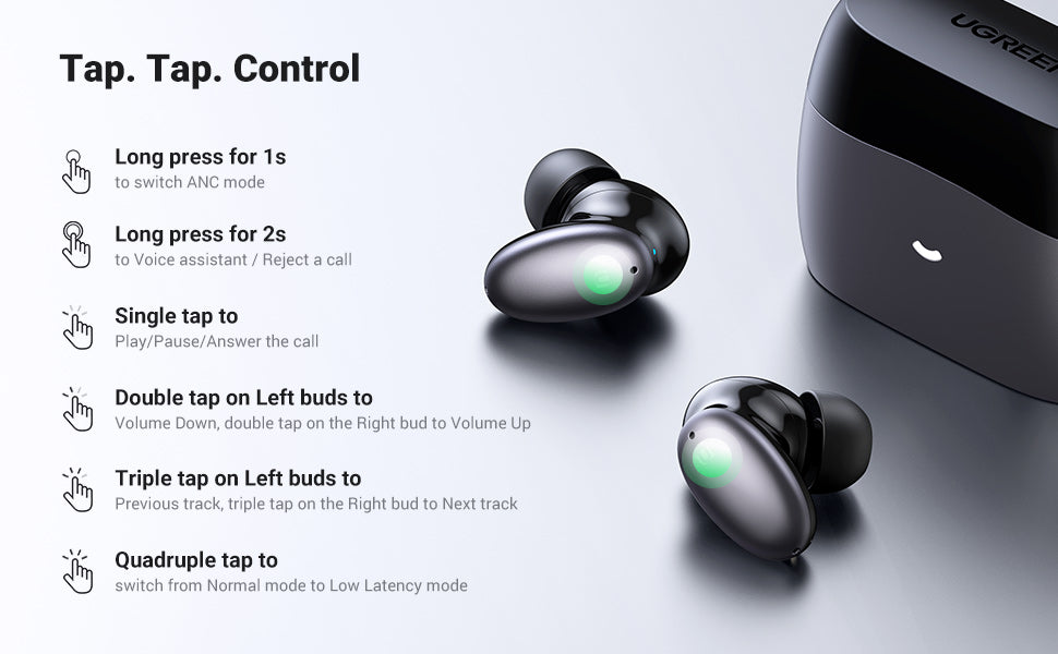 Ugreen HiTune X6 Hybrid Active Noise Cancelling Wireless Earbuds