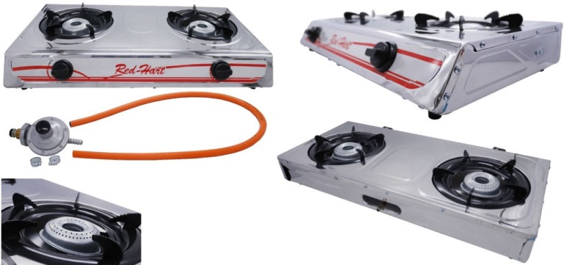 Casey Red 2 Plate Stainless Steel Gas Stove